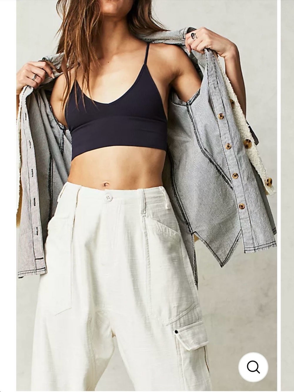 NWT Free People Women's Cream Cargo Cotton Pants. Bay to breaker Pants - Picture 2 of 15